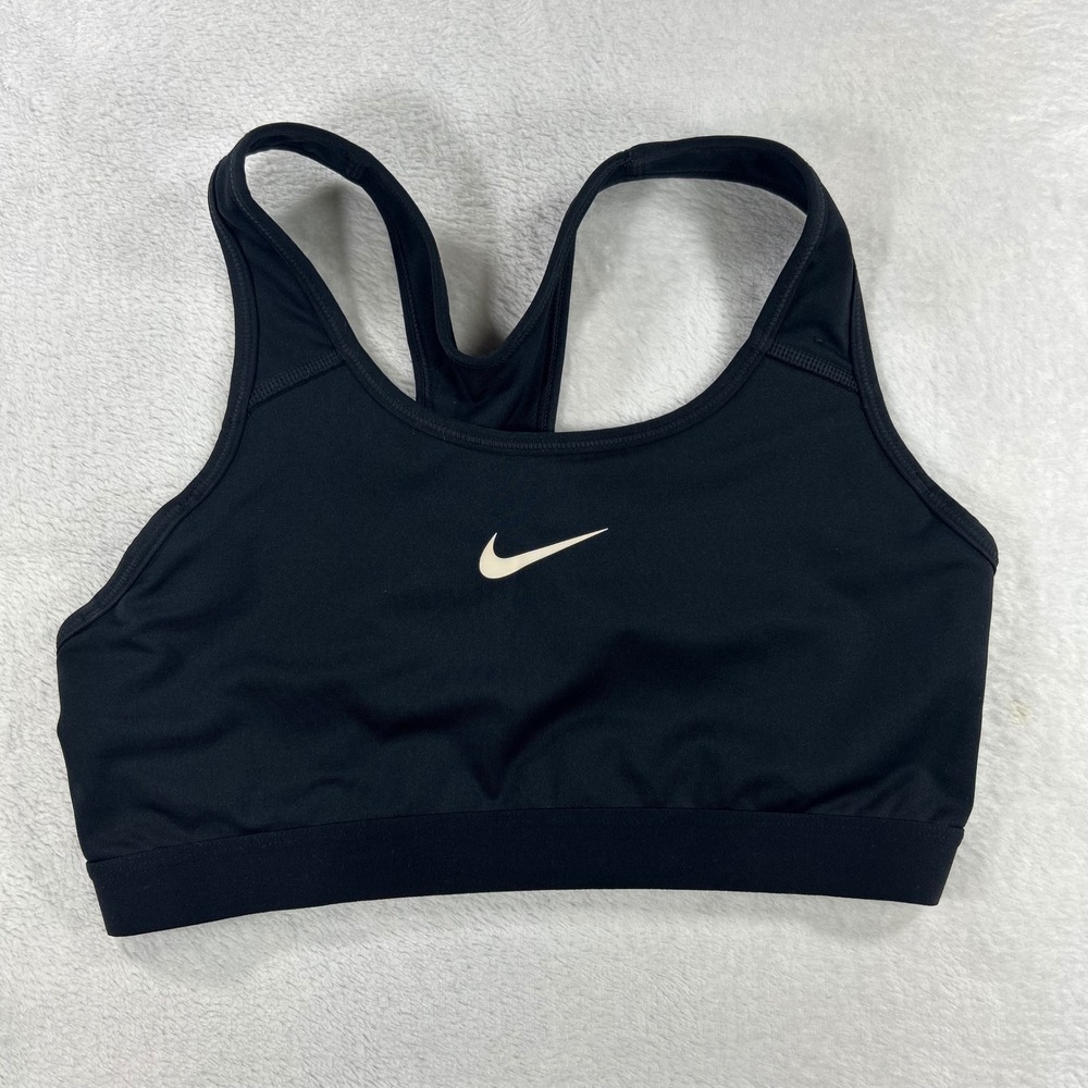 Nike Racerback Swoosh Sports Bra Large Athleisure Clean Girl Black